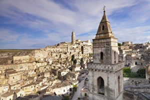 Bell tower of Chiesa di San Pietro Barisano, view over Sasso Barisano, UNESCO World Heritage Site