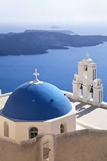Images Dated 17th July 2010: Bell Tower of Orthodox Church overlooking the Caldera in Fira, Santorini (Thira)