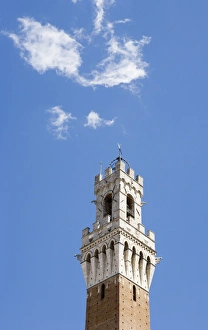 Palazzo Pubblico Prints: The bell tower of Palazzo Pubblico with cloud, Sienna, Tuscany, Italy