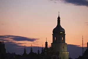 Bell Tower of St. Sophias Cathedral at sunset, UNESCO World Heritage Site