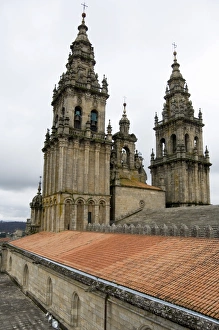 Santiago De Compostela Prints: Back of the bell towers from roof of Santiago Cathedral