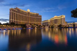 Casino Prints: Bellagio and Caesars Palace reflections at dusk