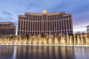 Casino Prints: Bellagio at dusk with fountains