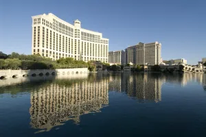 Caesars Palace Prints: Bellagio Hotel on left and Caesars Palace Hotel on the right, Las Vegas