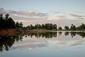 Colorado Prints: Bellaire Lake at sunset, Red Feather Lakes District, Roosevelt National Forest