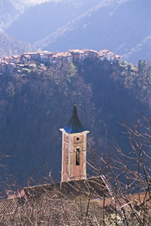 Hill Town Prints: Belltower and village near Antona