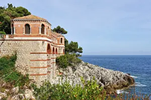 Belvedere Prints: Belvedere overlooks rocky shoreline along littoral path near Roquebrune-Cap-Martin in southeast France