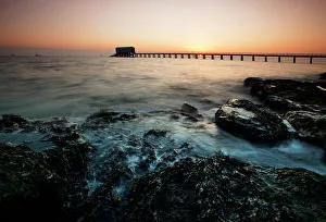 Piers Prints: Bembridge Pier at sunrise, Isle of Wight, England, United Kingdom, Europe