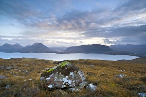 Boulder Prints: Ben Damph Forest and Upper Loch Torridon at dusk, Wester Ross, Highlands
