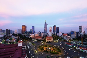 Ben Thanh market area and Bitexco Financial Tower, Ho Chi Minh City (Saigon), Vietnam