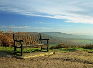 Bench Collection: Bench on Pitch Hill, with view along the Greensand Ridge to Holmbury Hill and Leith Hill