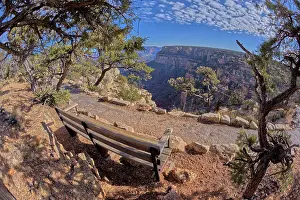 Bench Prints: A bench along the rim trail overlooking Grand Canyon South Rim off Hermit Road