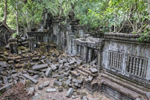 Overgrown Prints: Beng Mealea Temple, overgrown and falling down