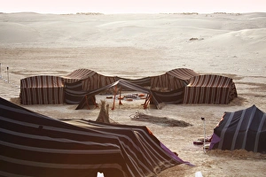 Sahara Prints: Berber tents, Ong El Jemel, Nefta, Sahara Desert, Tunisia, North Africa, Africa