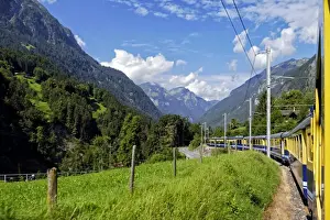 Grindelwald Prints: Berner Oberlandbahn Railway in Lutschental near Grindelwald, Bernese Oberland, Switzerland