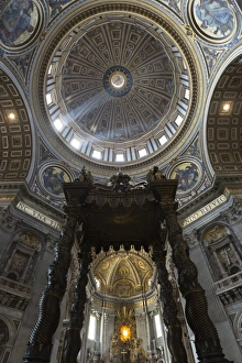 Berninis Baldacchino and Michelangelos dome, St. Peters Basilica, UNESCO World Heritage Site