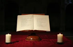 Books Prints: Bible and candles, Saint Pierre de Curtille, Savoie, France, Europe