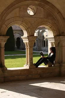 Bourgogne Prints: Bible reading in Fontenay abbey church, Burgundy, France, Europe