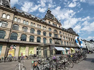 Copenhagen Prints: Bicycles parked in front of the Magasin du Nord department store