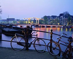 Amsterdam Prints: Bicycles by the side of the canal