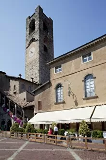 Images Dated 19th August 2011: Big Bell Civic Tower, Piazza Vecchia, Bergamo, Lombardy, Italy, Europe