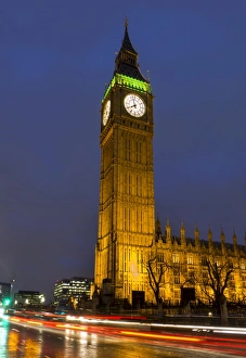 Clock Tower Prints: Big Ben at dusk, UNESCO World Heritage Site, London, England, United Kingdom, Europe