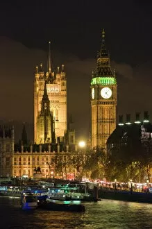 Images Dated 1st December 2007: Big Ben and the Houses of Parliament by the River Thames at dusk, Westminster