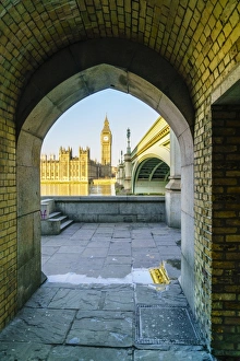 Paving Stone Prints: Big Ben, the Palace of Westminster and Westminster Bridge, London, England, United Kingdom