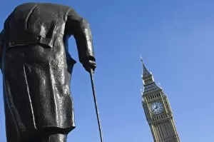 Images Dated 18th November 2005: Big Ben and the Sir Winston Churchill statue, Westminster, London, England