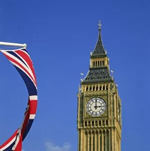Westminster Collection: Big Ben and Union Jack, Westminster, London, England, United Kingdom, Europe