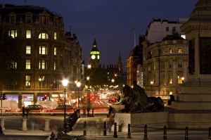 Whitehall Prints: Big Ben and Whitehall from Trafalgar Square, London, England, United Kingdom, Europe