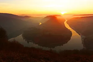 Saarland Prints: Big Loop of Saar River near Orscholz, Mettlach, Saarland, Germany, Europe