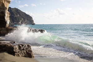 Saltwater Prints: Big waves in the sea summer background, Italy