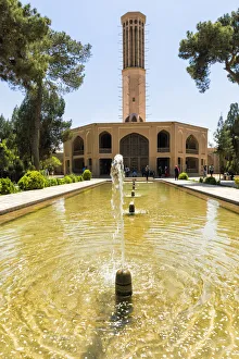 Water Fountain Prints: Biggest Wind Tower in the world at Dolat Abad Garden, Yazd, Iran, Middle East