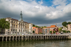 Euskadi Prints: Bilbao City Hall on the river Nervion, Bilbao, Biscay (Vizcaya), Basque Country (Euskadi)