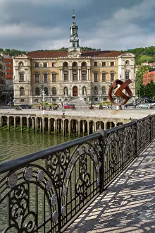 Riverside Prints: Bilbao City Hall on the river Nervion, Biscay (Vizcaya), Basque Country (Euskadi)
