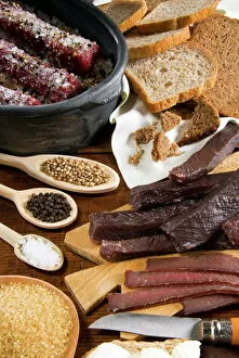 Biltong, dried and salted meat from South Africa