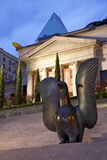 Robson Square Prints: Bird sculpture outside Vancouver Art Gallery at night, Robson Square, Downtown