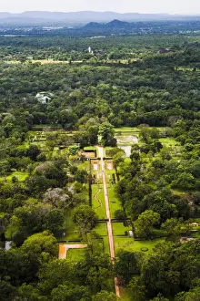 Defence Prints: Birds eye view of the Royal Gardens at Sigiriya Rock Fortress (Lion Rock), Sri Lanka, Asia