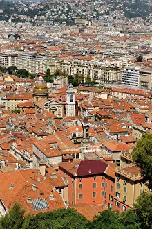 Terrace Prints: Bird's eye view of Vieux-Nice showing rooftops