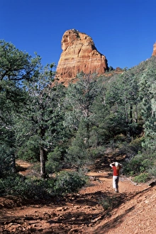 Sedona Prints: Birdwatcher on path