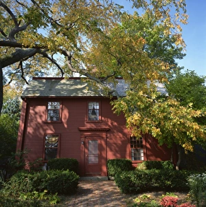 Massachusetts Prints: Birthplace of Nathaniel Hawthorne, now moved next to the House of the Seven Gables