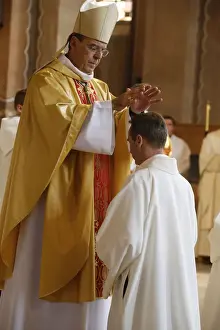Bishop Prints: Bishop Michel Aupetit conducting deacon ordination in Sainte Genevieves cathedral