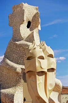 Images Dated 5th September 2008: The bizarre chimneys of Gaudis Casa Mila