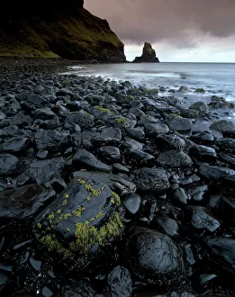 Moody Prints: Black boulder rocks in Talisker Bay