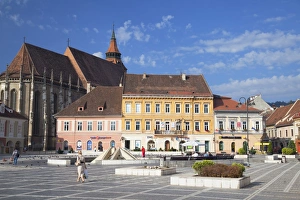 Brasov Prints: Black Church in Piata Sfatului, Brasov, Transylvania, Romania, Europe
