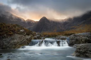 Flowing Prints: The Black Cuillin mountains in Glen Brittle from the Fairy Pools