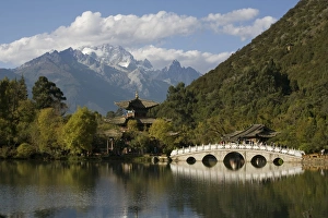 Li Jiang Prints: Black Dragon Pool Park and Jade Dragon Snow mountain, Lijiang, Yunnan, China, Asia