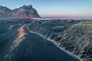 Awe Inspiring Prints: Black sand dunes and Vestrahorn Mountains at dawn