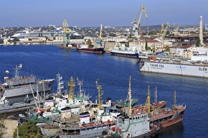 Ports Prints: Black Sea Fleet in South Harbour, Sevastopol, Crimea, Ukraine, Europe